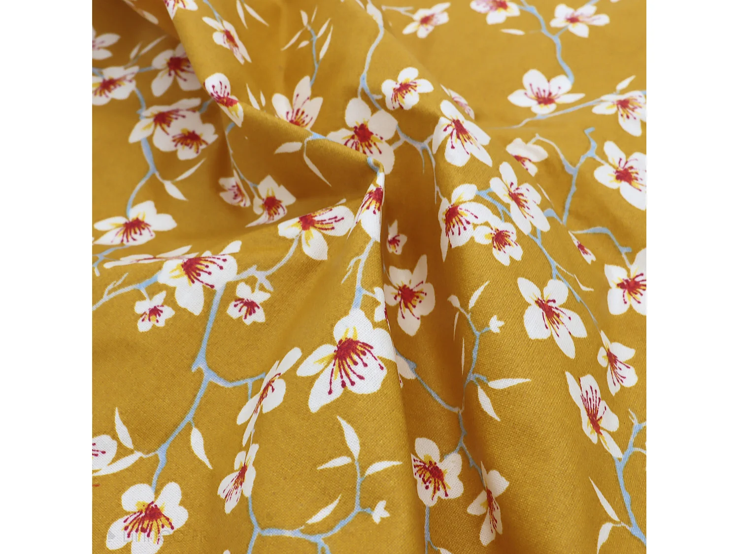 Nappe rectangle enduit 150x200 cm AMANDIER jaune Safran