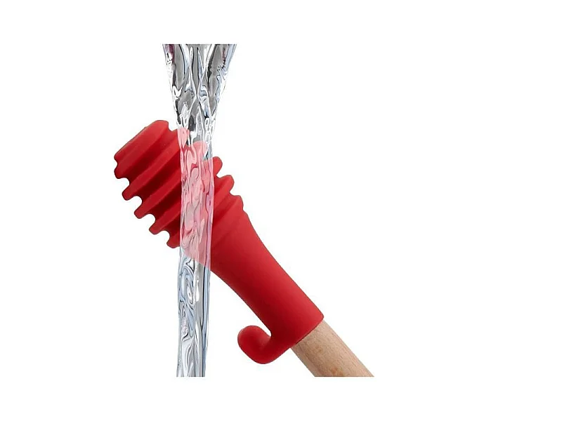 Cuillere a miel Ingenio - Bois hetre et silicone platinium - 17,5 cm