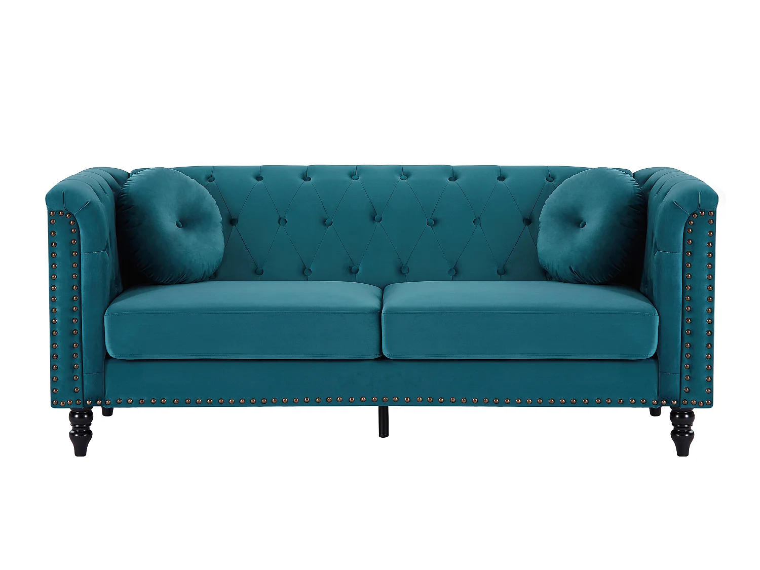 Drie- en tweezitsbank van blauwgroen velours TURNER