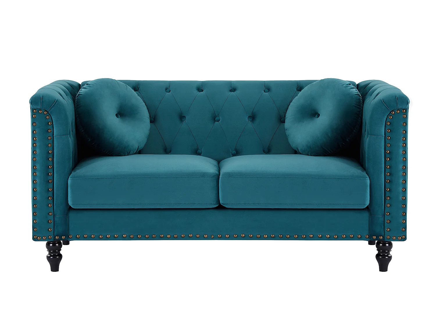 Drie- en tweezitsbank van blauwgroen velours TURNER