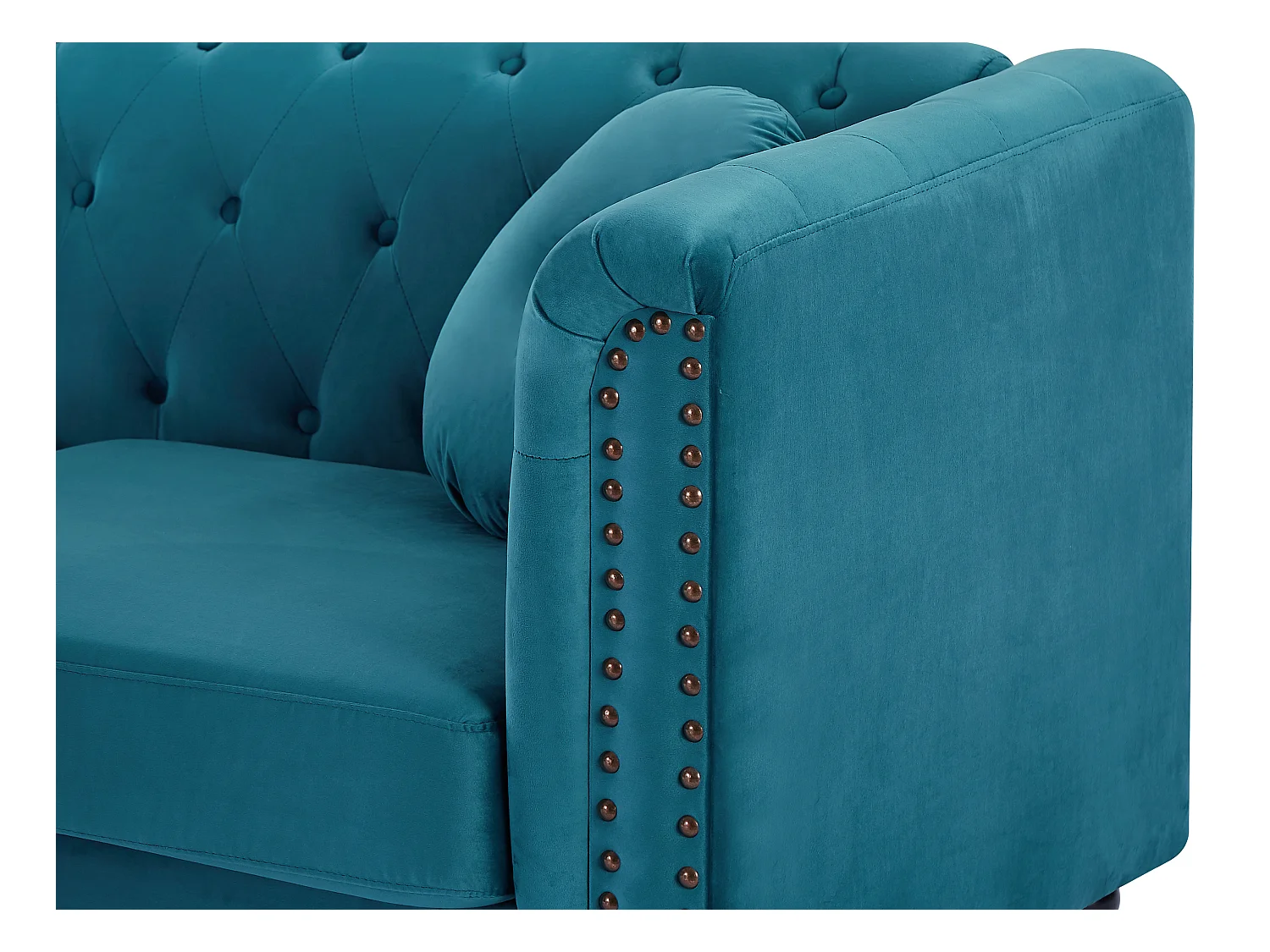 Drie- en tweezitsbank van blauwgroen velours TURNER