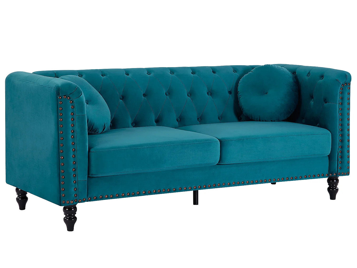 Kanapa 3+2 osobowa z weluru – kolor morski TURNER