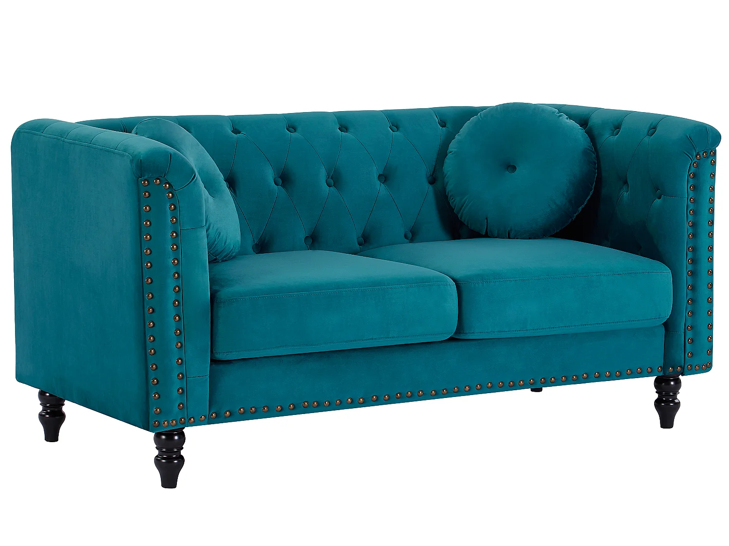 Kanapa 3+2 osobowa z weluru – kolor morski TURNER