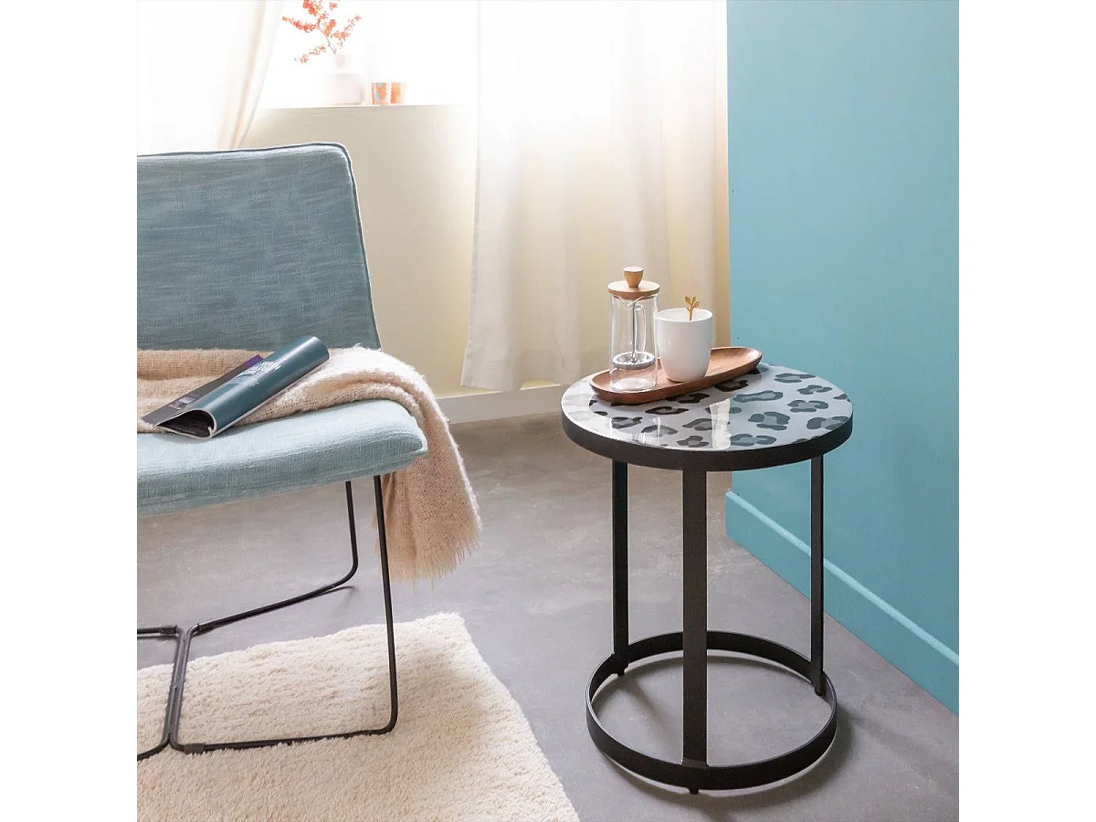 Bout de canapé en métal noir Gwen