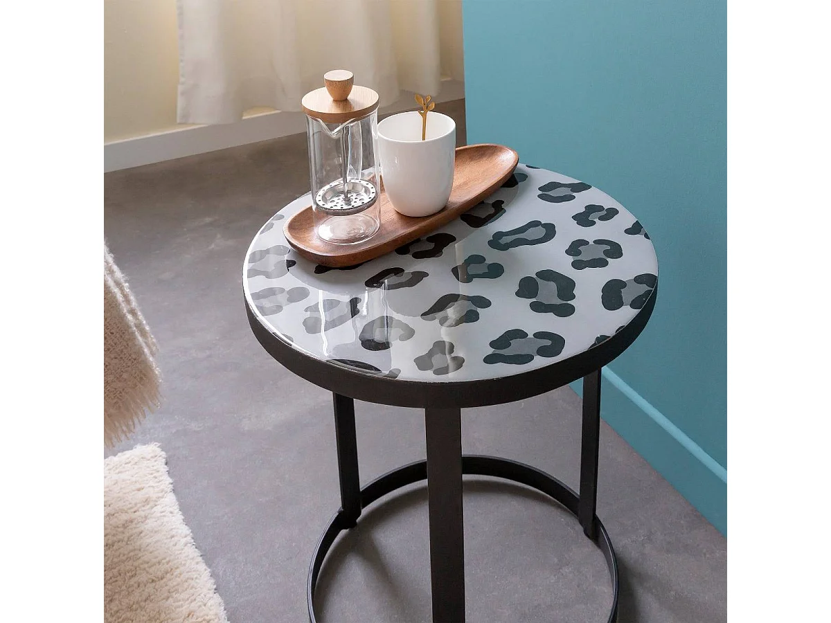 Bout de canapé en métal noir Gwen