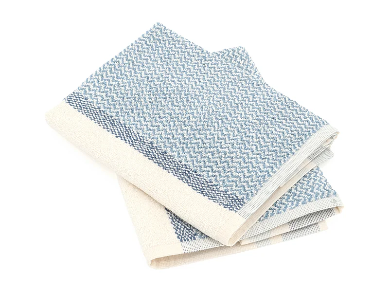 Lot de 2 torchons de cuisine éponge 50x50 cm coton OTON bleu