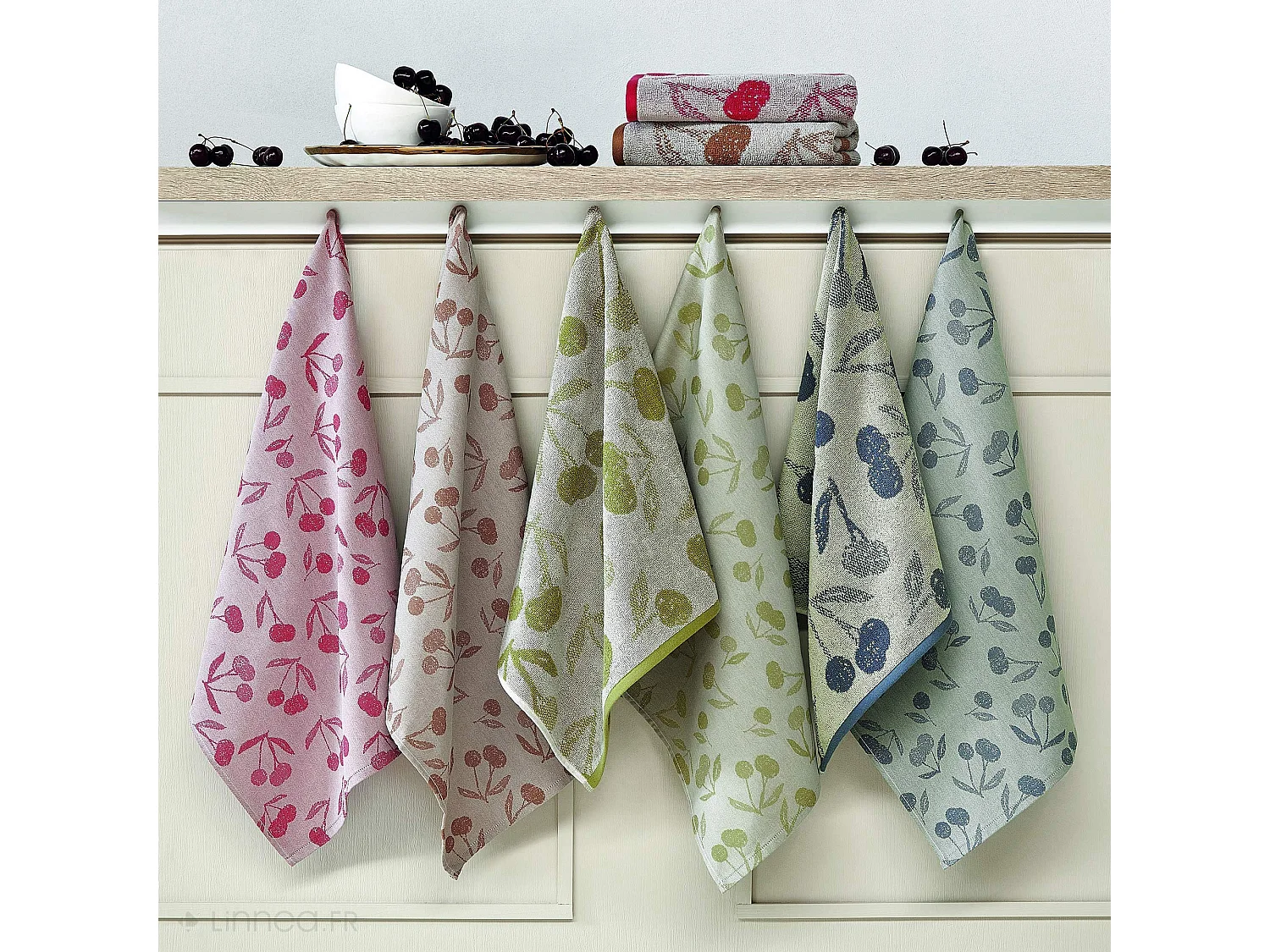 Lot de 2 torchons de cuisine éponge 50x50 cm coton BING vert