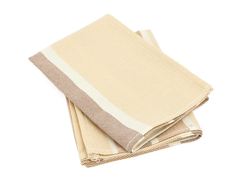 Lot de 2 torchons de cuisine toile 50x70 cm coton OTON jaune