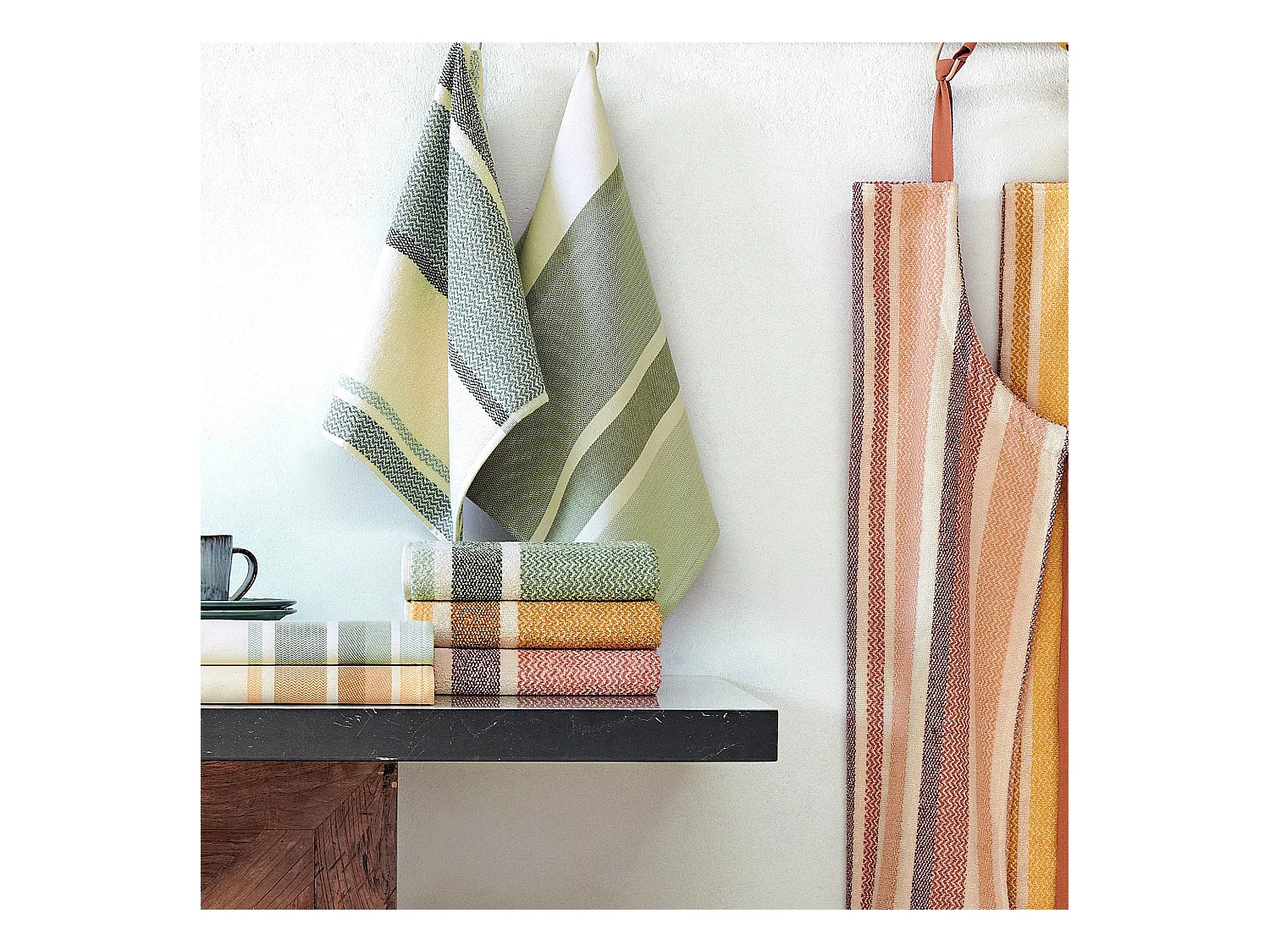 Lot de 2 torchons de cuisine toile 50x70 cm coton OTON marron