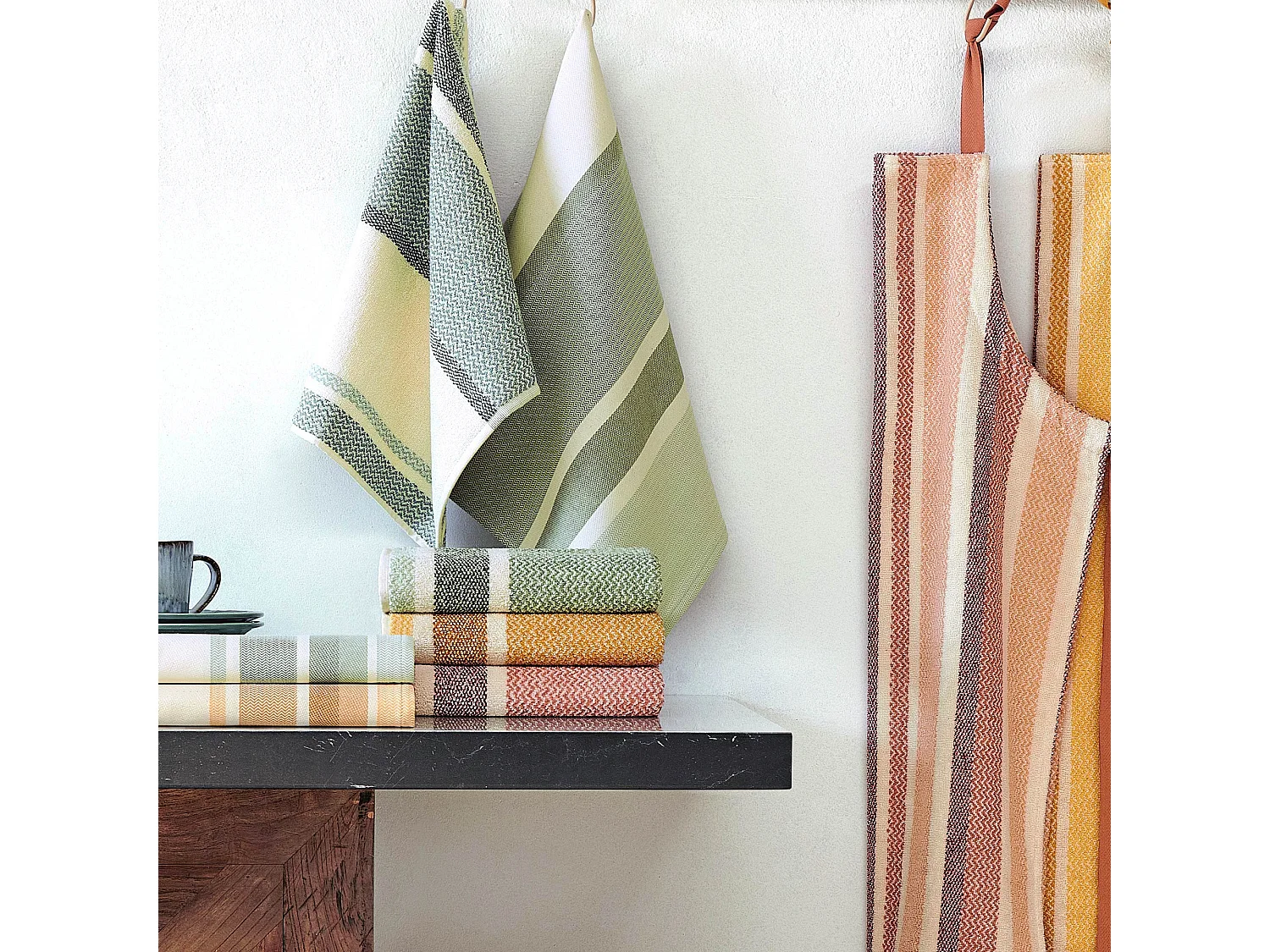 Lot de 2 torchons de cuisine toile 50x70 cm coton OTON marron