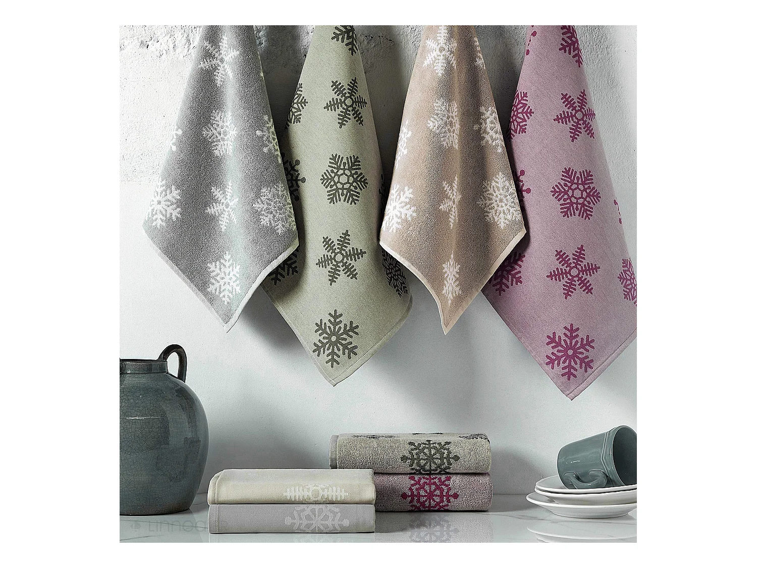 Lot de 2 torchons de cuisine éponge 50x50 cm coton ICE gris