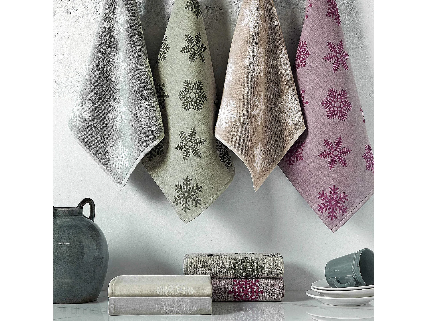 Lot de 2 torchons de cuisine toile 50x70 cm coton ICE rouge