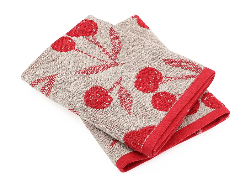 Lot de 2 torchons de cuisine éponge 50x50 cm coton BING rouge