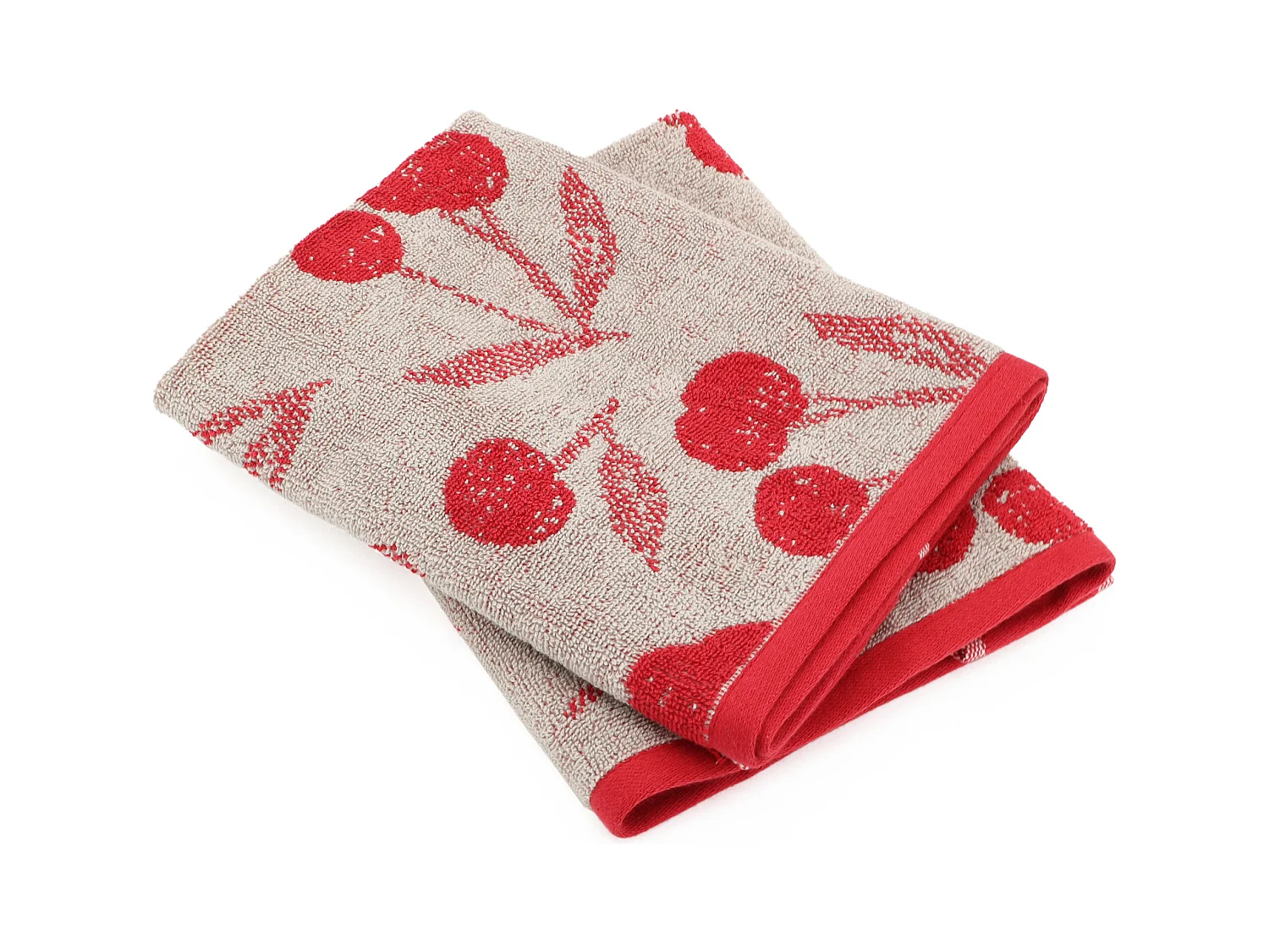 Lot de 2 torchons de cuisine éponge 50x50 cm coton BING rouge