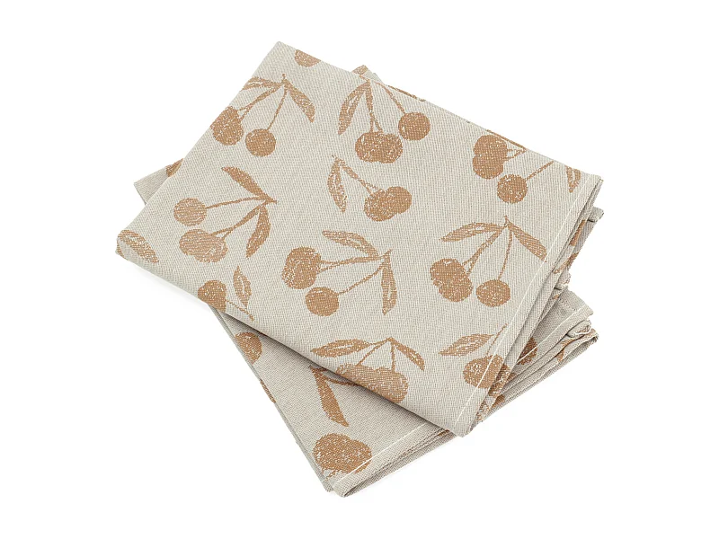 Lot de 2 torchons de cuisine toile 50x70 cm coton BING marron