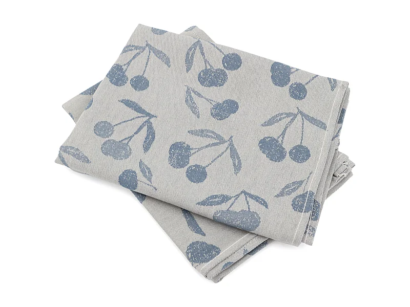 Lot de 2 torchons de cuisine toile 50x70 cm coton BING bleu