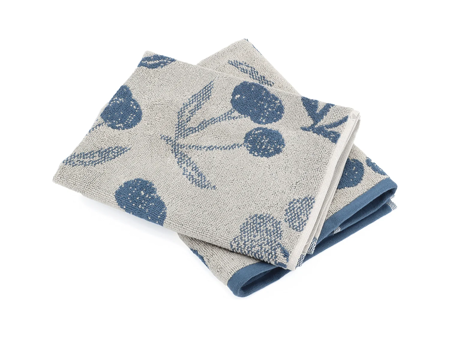 Lot de 2 torchons de cuisine éponge 50x50 cm coton BING bleu