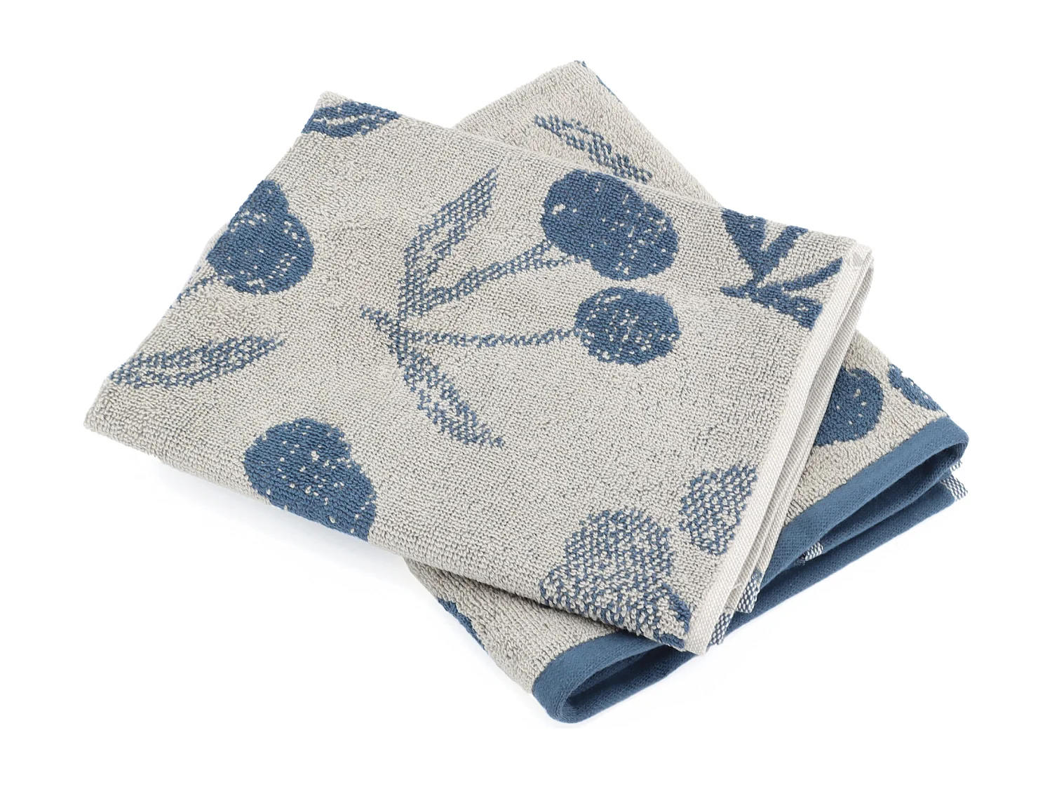 Lot de 2 torchons de cuisine éponge 50x50 cm coton BING bleu