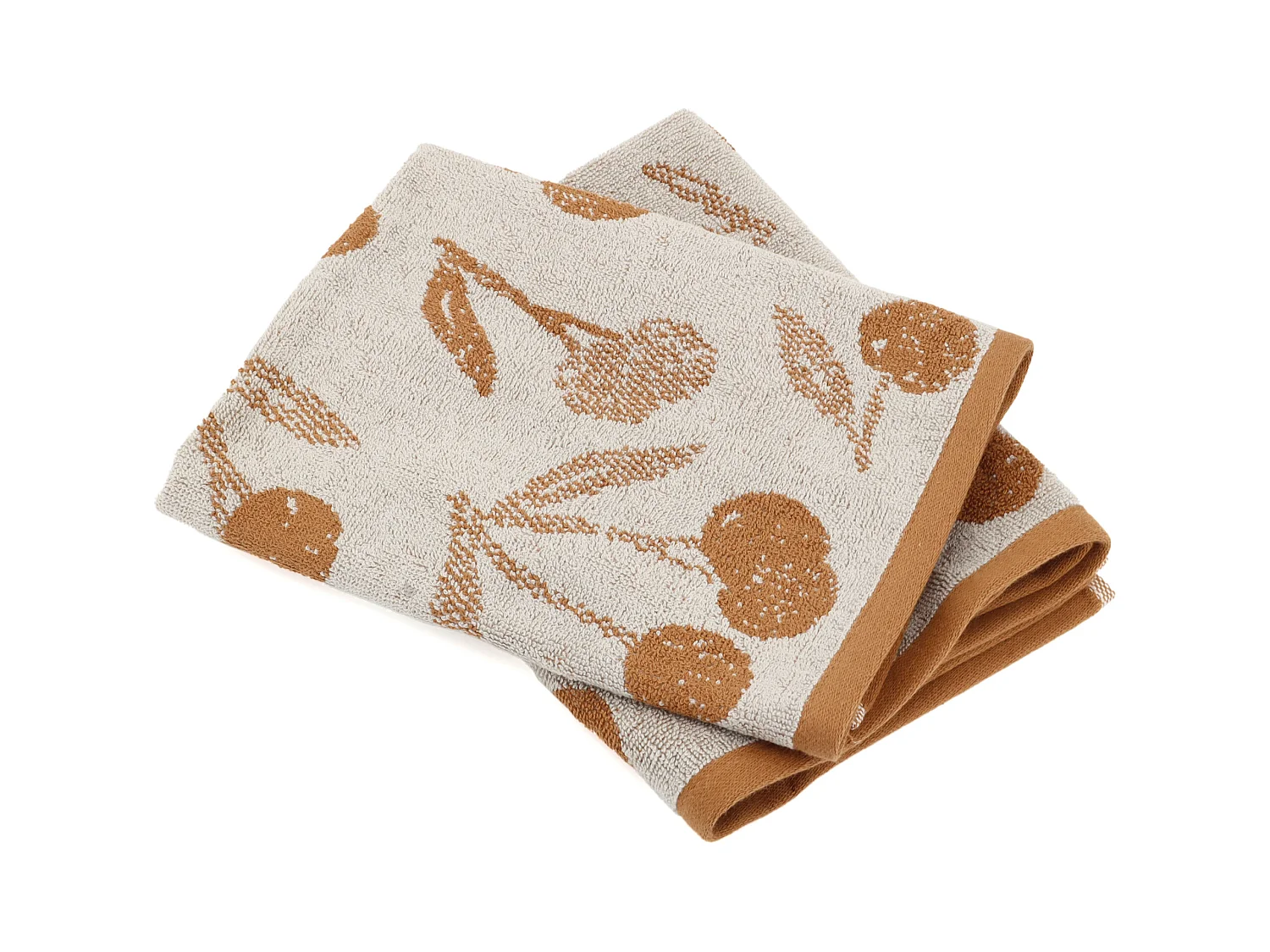 Lot de 2 torchons de cuisine éponge 50x50 cm coton BING marron