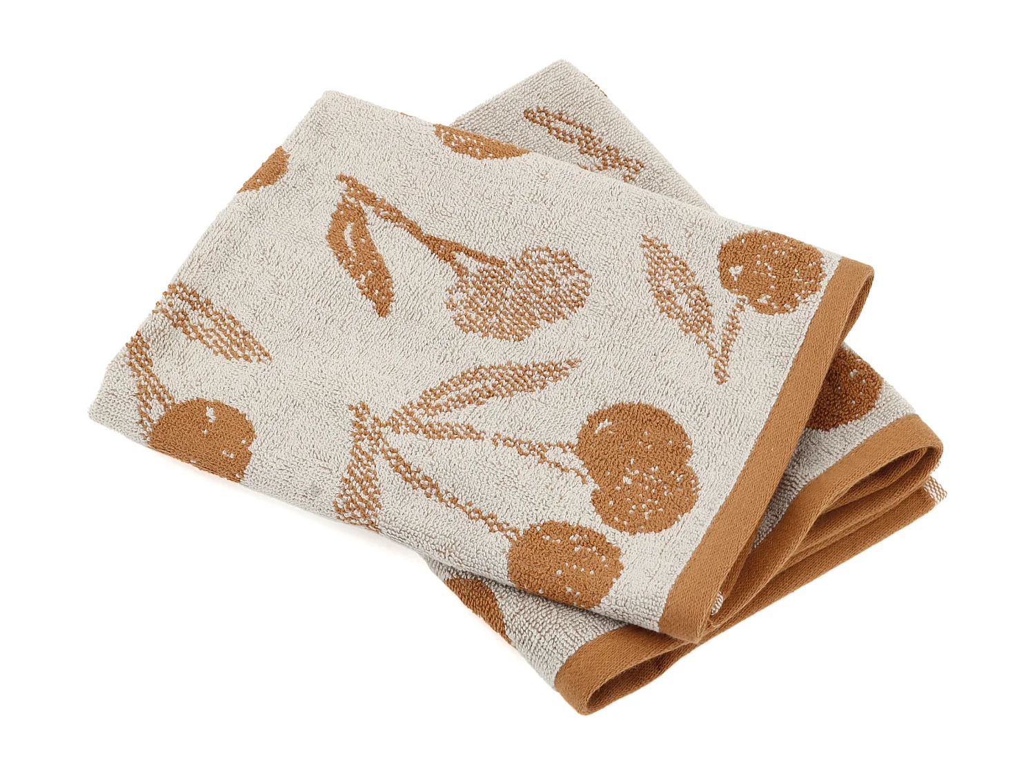 Lot de 2 torchons de cuisine éponge 50x50 cm coton BING marron