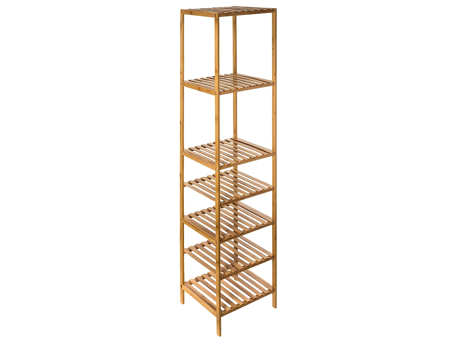 Étagère de rangement Colonne 6 niveaux en Bambou H 145 cm