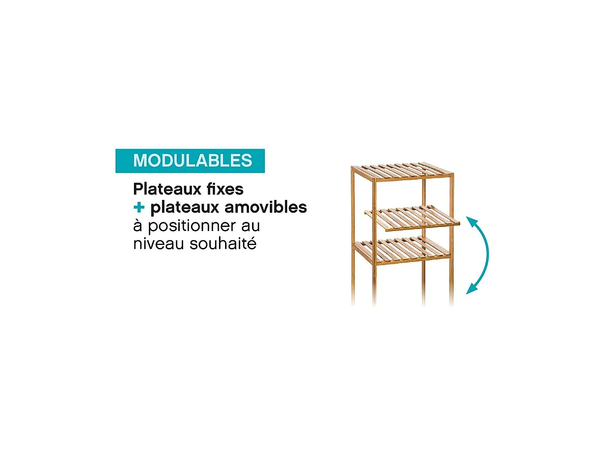 Étagère de rangement Colonne 6 niveaux en Bambou H 145 cm