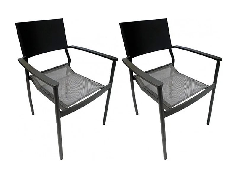 Lot de 2 chaises de jardin en aluminium et revêtement textilène - DOLA