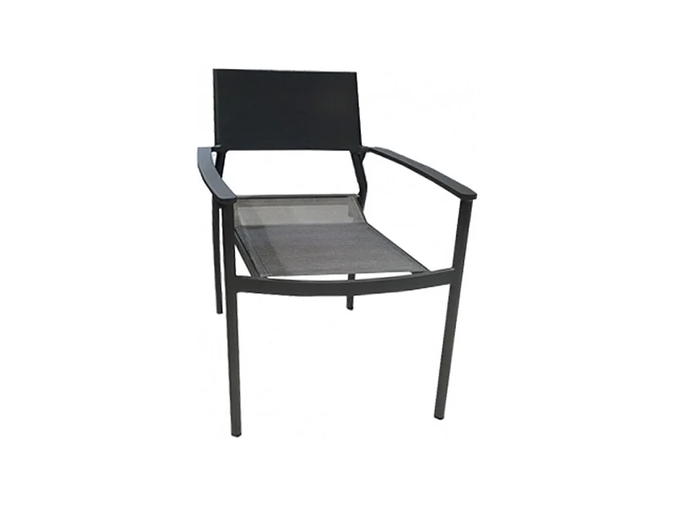 Lot de 2 chaises de jardin en aluminium et revêtement textilène - DOLA