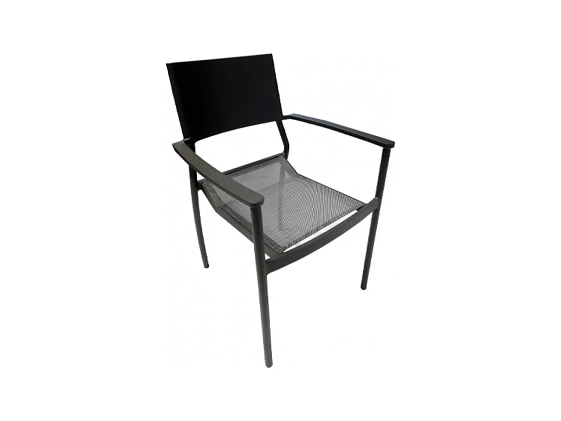 Lot de 2 chaises de jardin en aluminium et revêtement textilène - DOLA