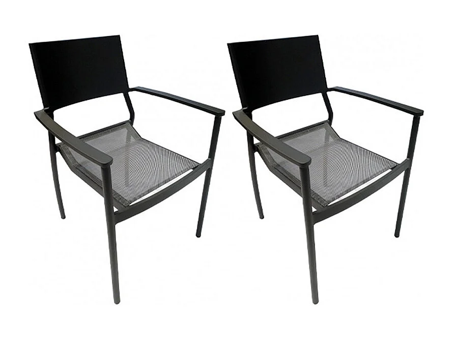 Lot de 2 chaises de jardin en aluminium et revêtement textilène - DOLA