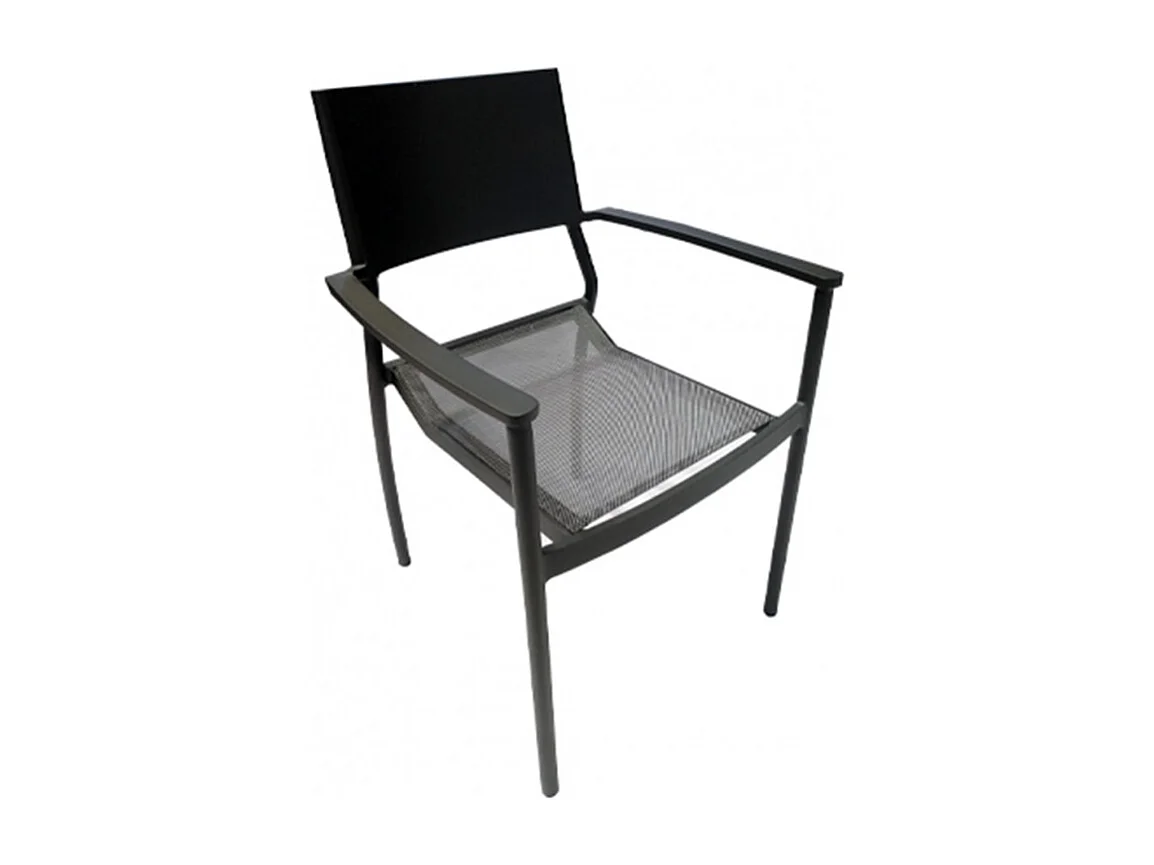Lot de 2 chaises de jardin en aluminium et revêtement textilène - DOLA