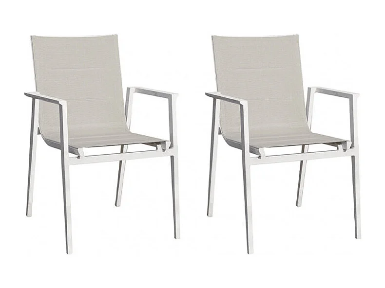 Lot de 2 chaises de jardin aluminium et tissu textilène gris - ATLAN