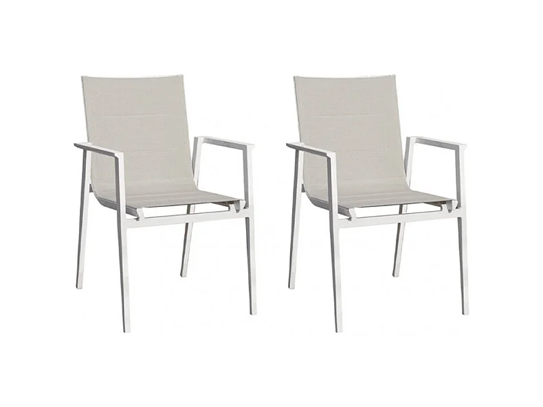 Lot de 2 chaises de jardin aluminium et tissu textilène gris - ATLAN