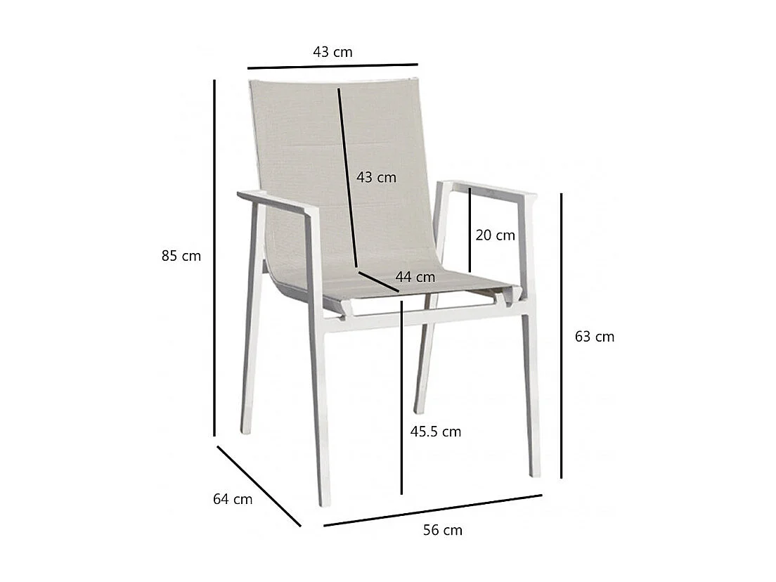 Lot de 2 chaises de jardin aluminium et tissu textilène gris - ATLAN