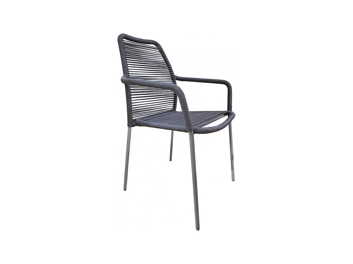 Lot de 2 chaises de jardin en acier et cordage gris - MALIA 8347