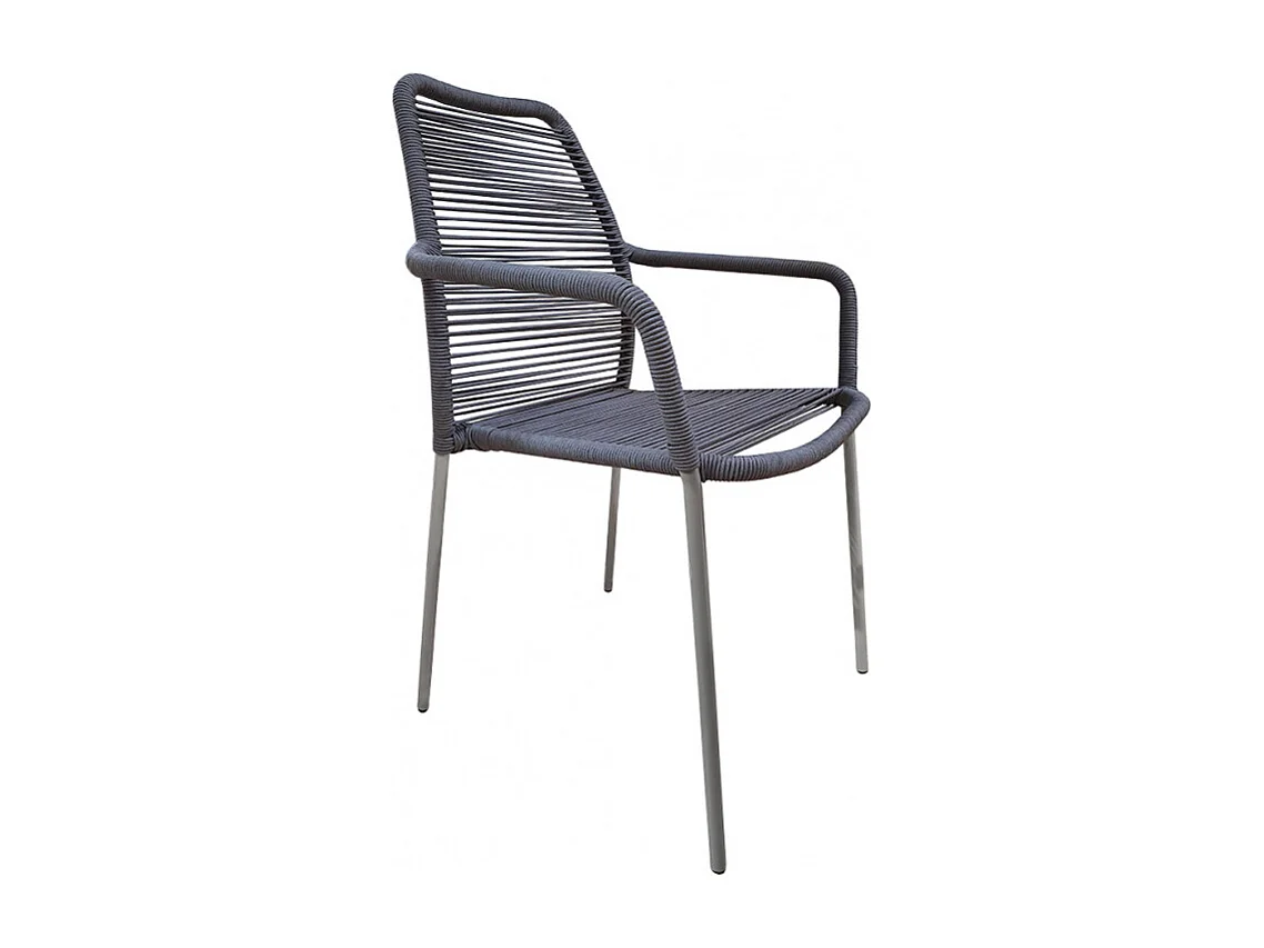 Lot de 2 chaises de jardin en acier et cordage gris - MALIA 8347