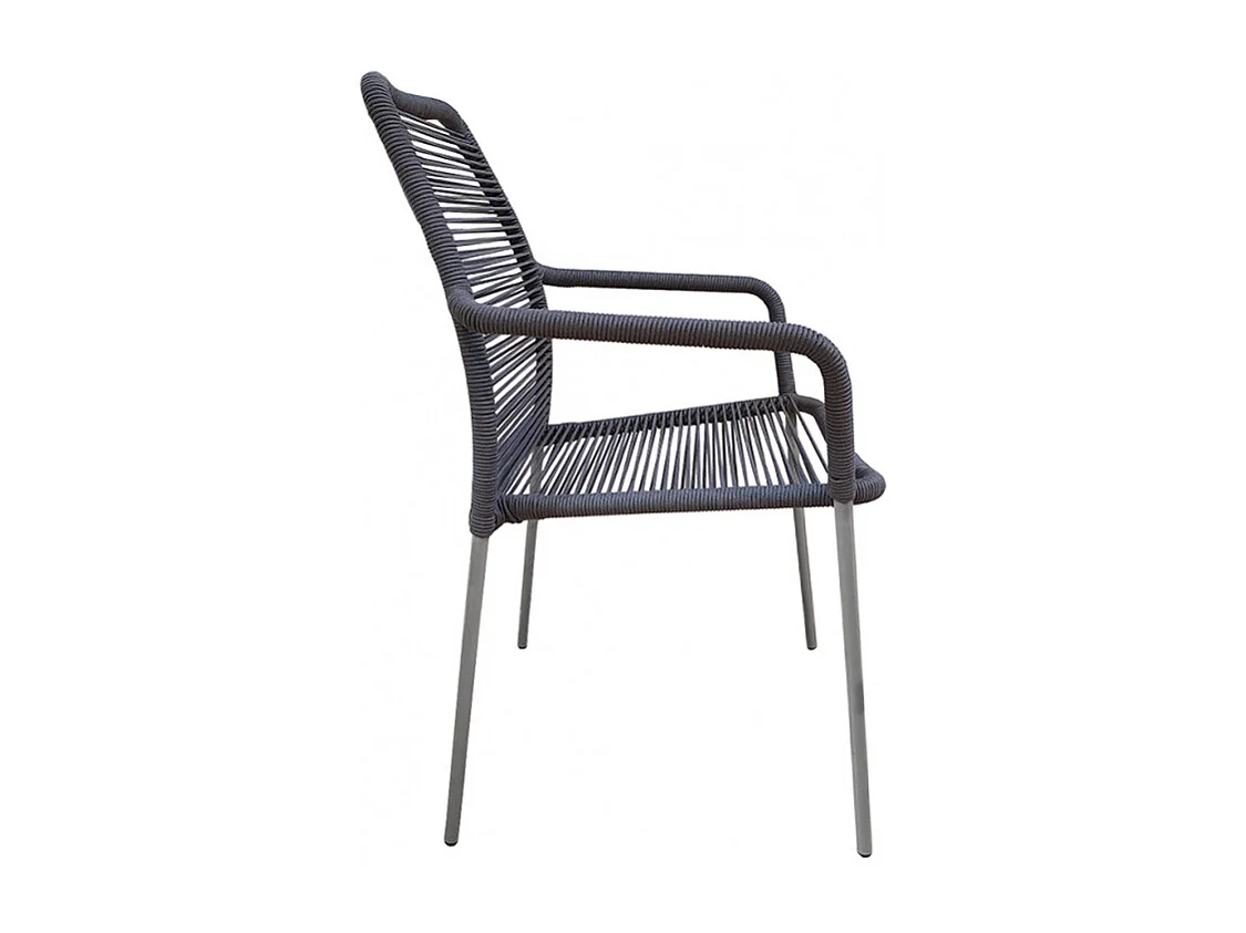 Lot de 2 chaises de jardin en acier et cordage gris - MALIA 8347