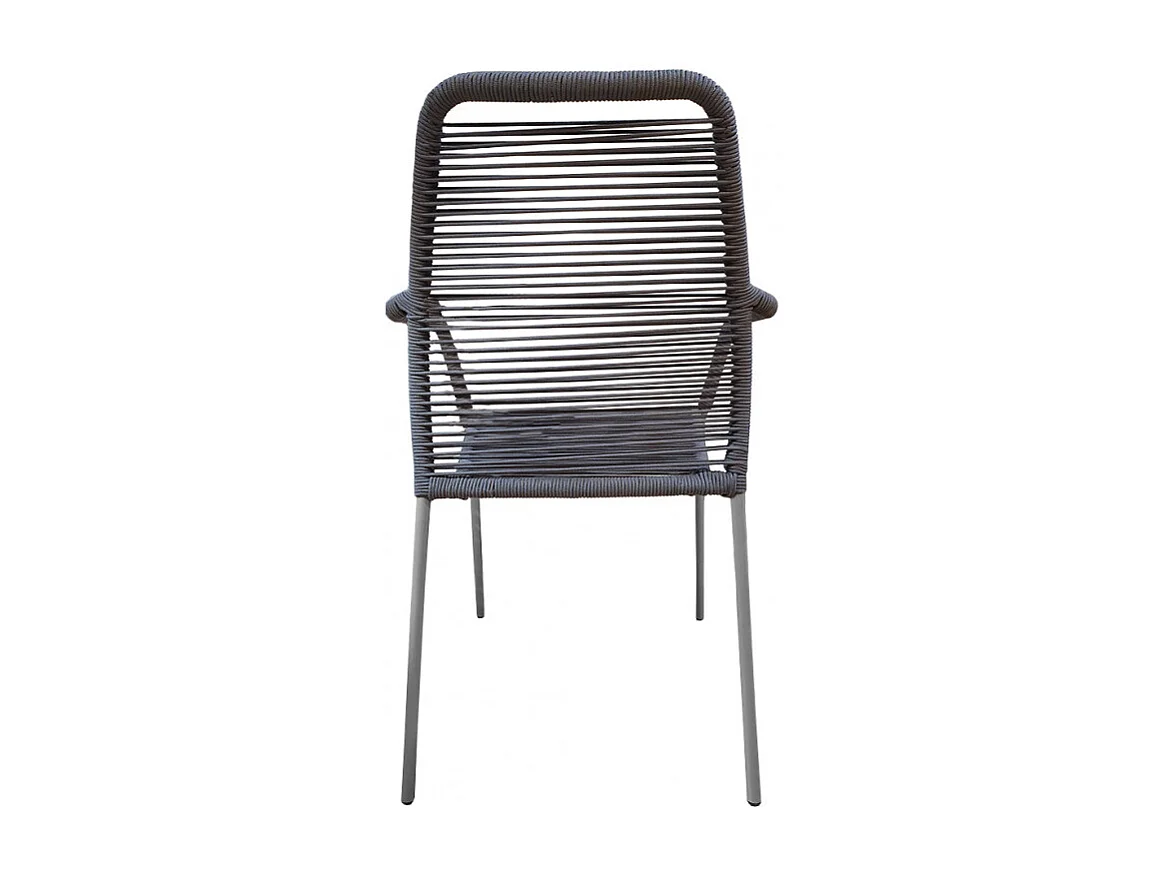 Lot de 2 chaises de jardin en acier et cordage gris - MALIA 8347