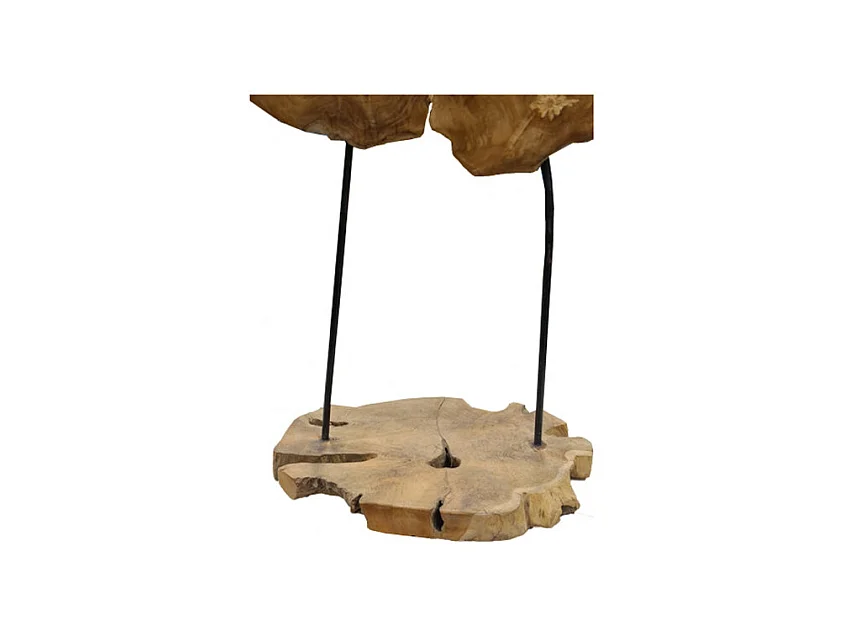 Sculpture ronde en bois de teck flotté sur socle H 120 cm - WOODY