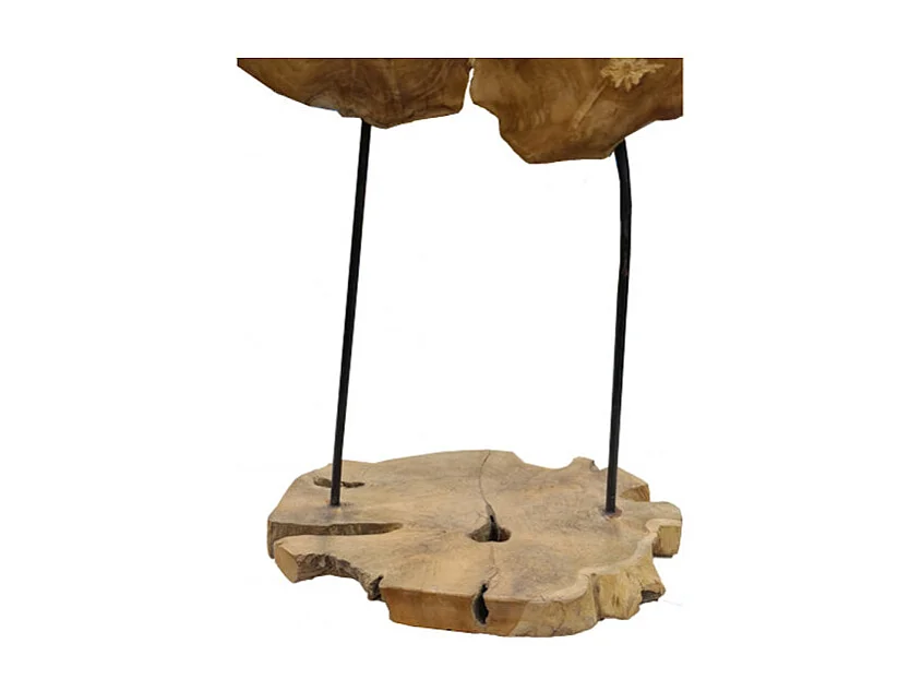 Sculpture ronde en bois de teck flotté sur socle H 120 cm - WOODY