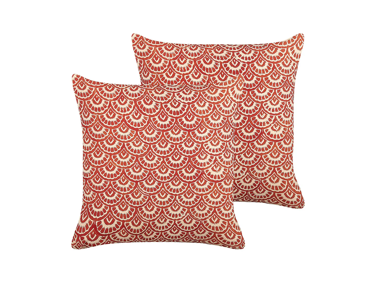 Set van 2 decoratieve kussens RHUS Katoen 45 x 45 cm Rood Geometrisch patroon