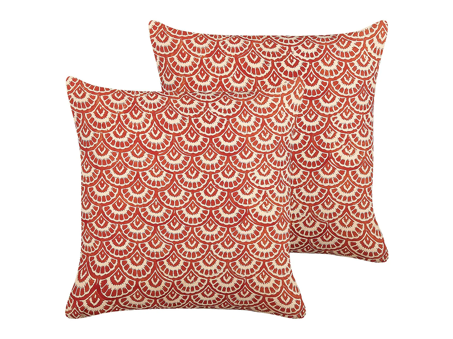 Lot de 2 coussins décoratifs RHUS Coton 45 x 45 cm Rouge Motif géométrique