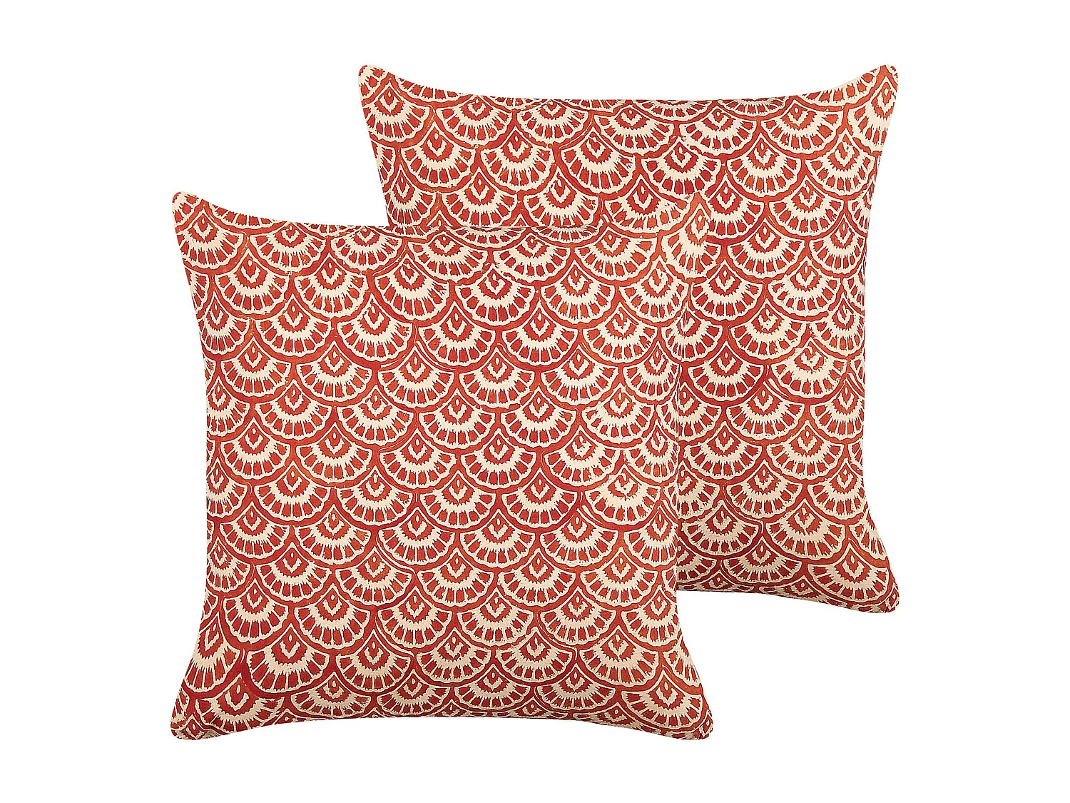 Lot de 2 coussins décoratifs RHUS Coton 45 x 45 cm Rouge Motif géométrique