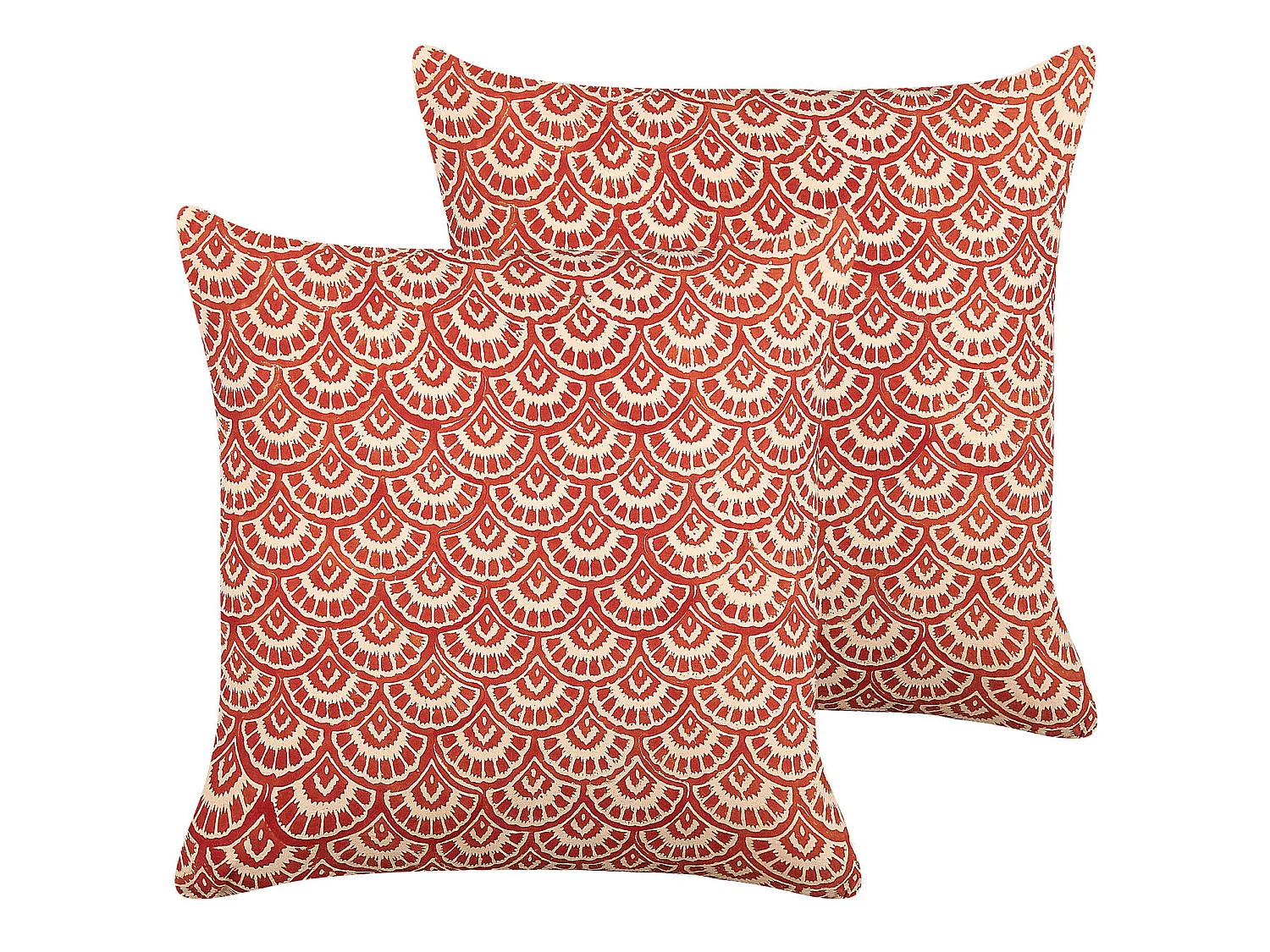 Set of 2 Decorative Cushions RHUS Cotton 45 x 45 cm Red Geometric Pattern