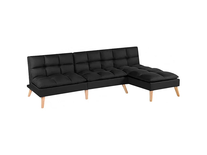 Banquette convertible angle réversible et modulable tissu noir - KURT