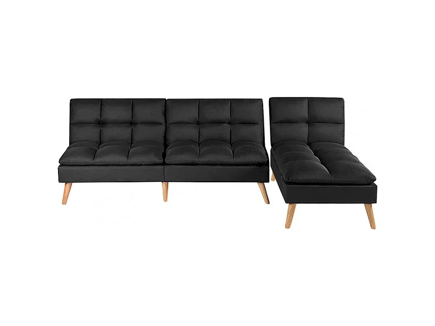 Banquette convertible angle réversible et modulable tissu noir - KURT