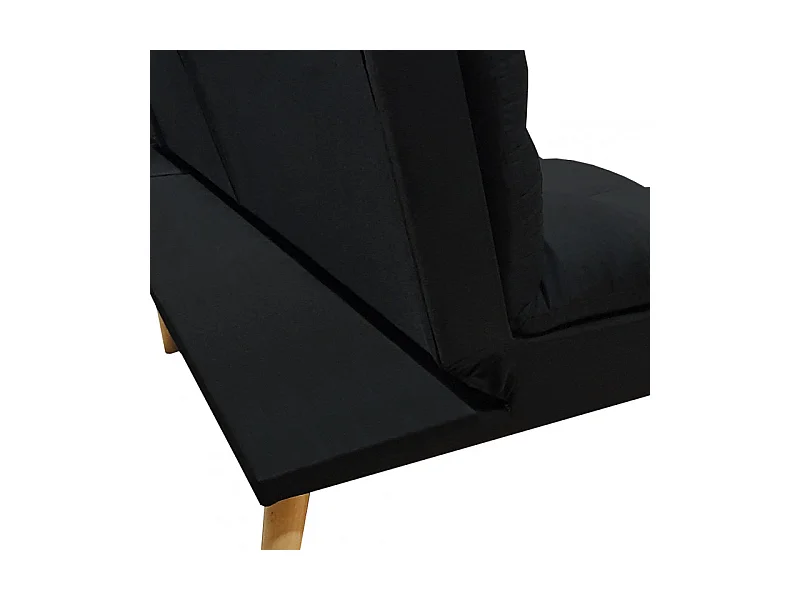 Banquette convertible angle réversible et modulable tissu noir - KURT