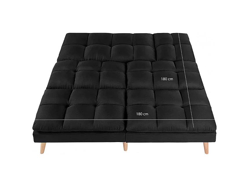 Banquette convertible angle réversible et modulable tissu noir - KURT