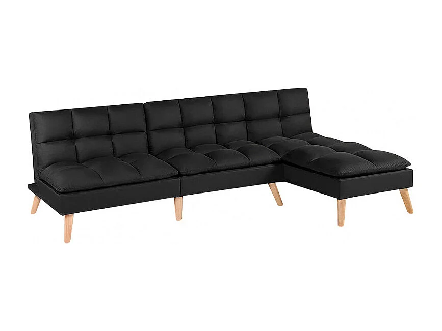 Banquette convertible angle réversible et modulable tissu noir - KURT