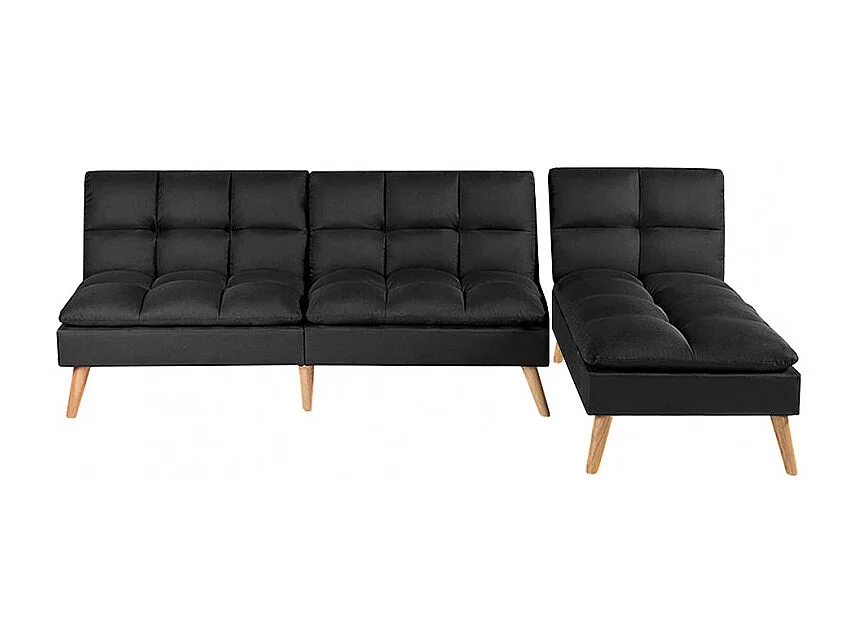 Banquette convertible angle réversible et modulable tissu noir - KURT